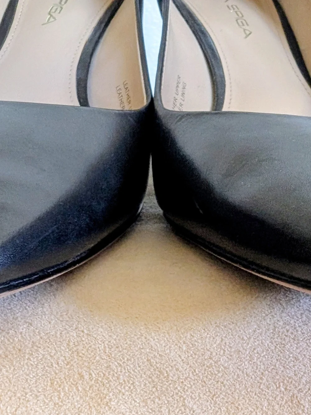 Via Spiga Black Leather Pointed-Toe Pumps